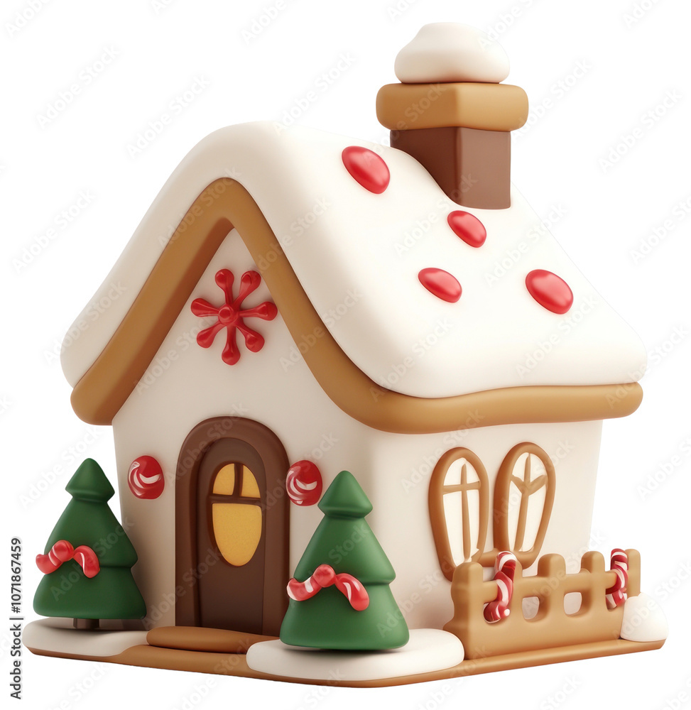 Naklejka premium PNG Christmas dessert house illustration gingerbread christmas.