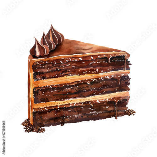 sacher torte cake vector illustration in watercolor style