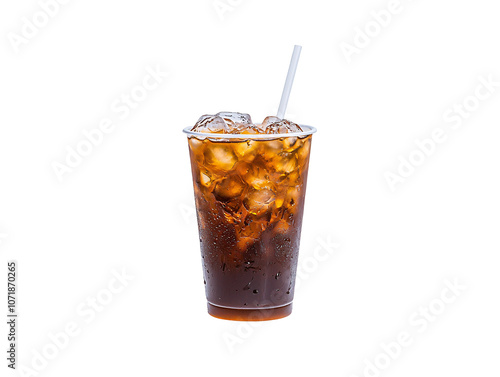 a cup of ice tea with a straw