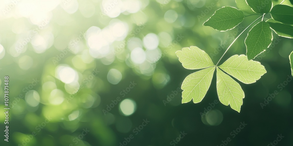 Close-up of green leaves softly illuminated by natural sunlight. Close-up of green leaves softly illuminated by natural sunlight.