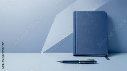 Dark Navy Notebook with Pen, Generative AI Illustration