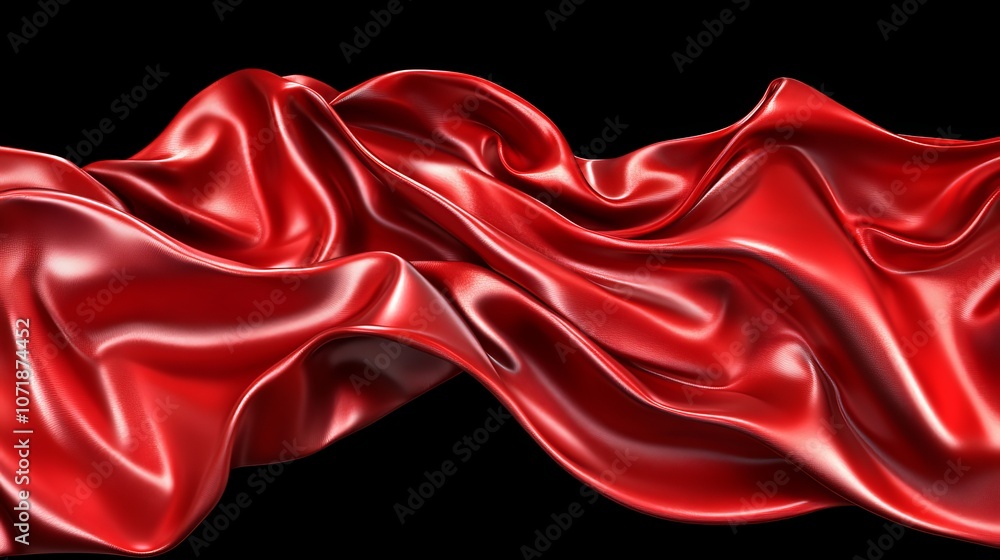 Obraz premium Red Satin Fabric Drape Elegant Flowing Texture Smooth Surface Luxurious Background