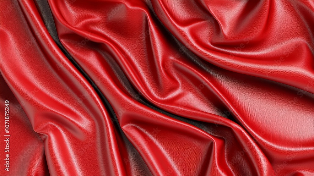 Fototapeta premium Red Satin Fabric Drape Elegant Smooth Textile Texture Background