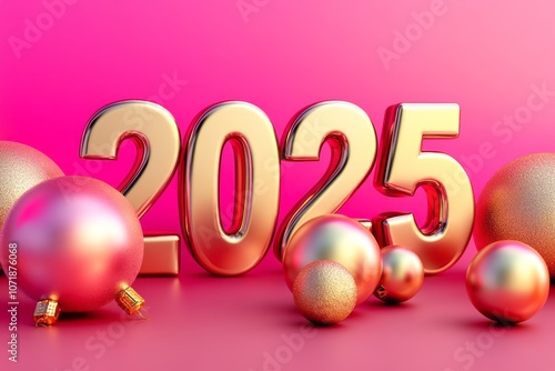 Golden 2025 Year Number wit...
