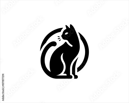 Cat logo design icon symbol vector template. Silhouette cat