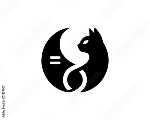 Cat logo vector. Silhouette simple. Flat style.