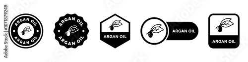 Argan Oil - vector icons for product packaging label.