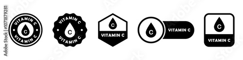 Vitamin C - vector signs for supplement labeling.