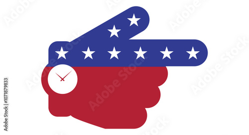 Pointing finger. Direction to the voting place. American elections. Flat vector illustration isolated on white background.