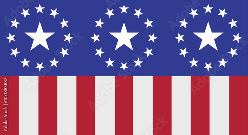 Stars in circles of stars. Polling place background. American elections. Flat vector illustration isolated on white background.