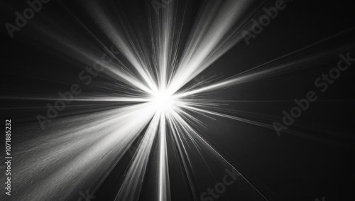 A sudden flash of bright light in a black and white image.