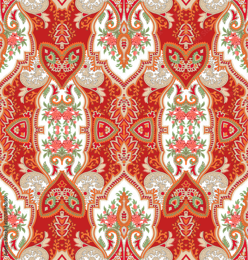 seamless beautiful wallpaper cards all over design floral leaf vintage ornament Victorian ethnic geometric print paisley