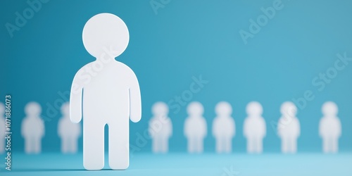 A creative representation of individualism among a crowd of abstract figures.