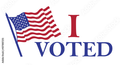 I voted sticker badge. American elections. Flat vector illustration isolated on white background.