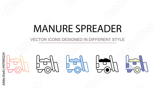 Manure spreader icon design with white background stock illustration