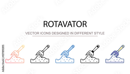 Rotavator icon design with white background stock illustration