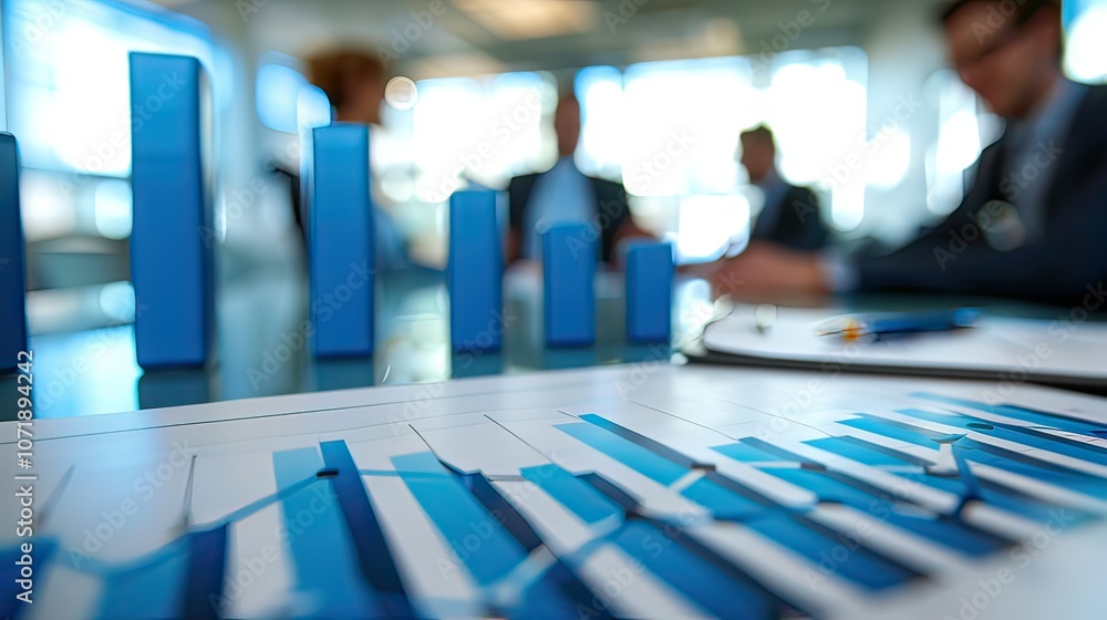 Business team discussing a rising sales graph during a meeting in a conference room. Business team discussing a rising sales graph during a meeting in a conference room.
