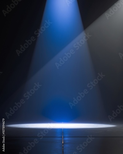 blue spotlight on stage creating dramatic atmosphere. photo