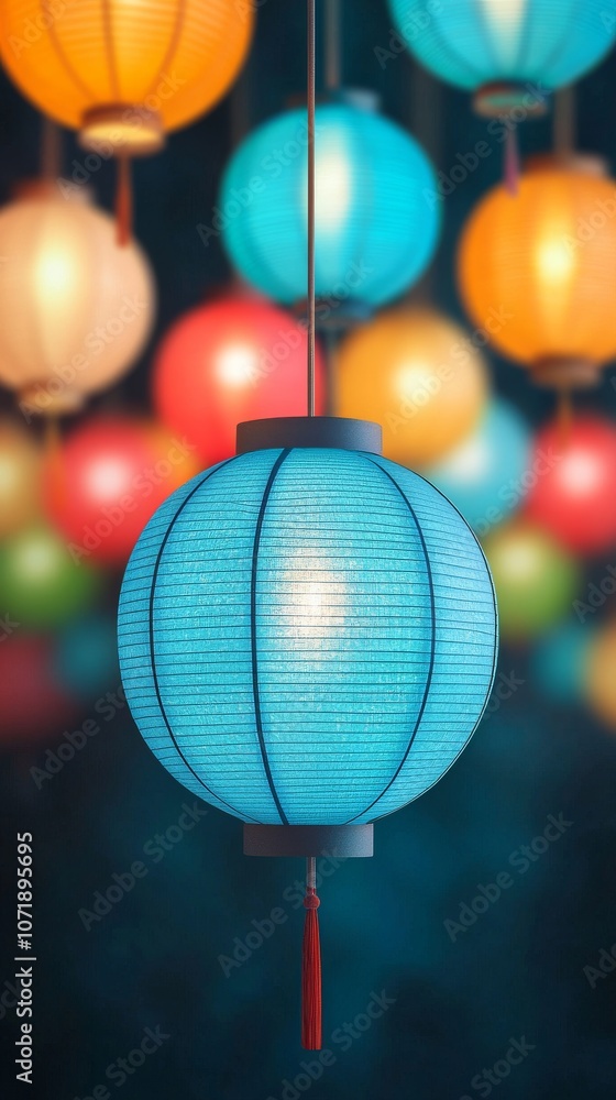 Obraz premium Colorful Lanterns Glowing in the Night Sky