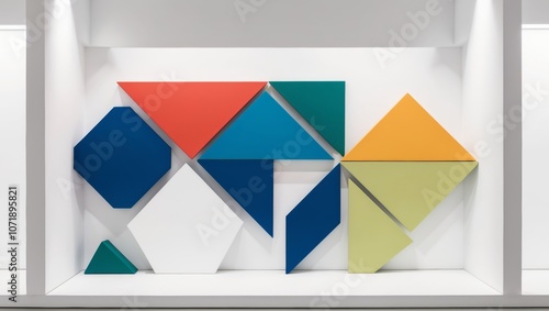 Geometric shapes interlocking to demonstrate economic connectivity.