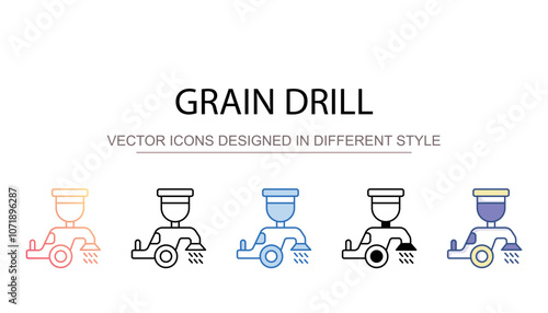 Grain drill icon design with white background stock illustration