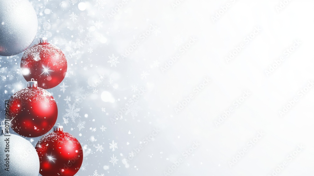 A cluster of vibrant red ornaments rests gently on fluffy, white snow, surrounded by delicate snowflakes drifting in the chilly winter air, evoking a cozy holiday atmosphere. A cluster of vibrant red ornaments rests gently on fluffy, white snow, surrounded by delicate snowflakes drifting in the chilly winter air, evoking a cozy holiday atmosphere.