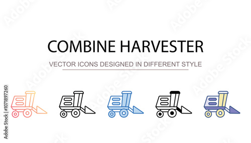 Combine harvester icon design with white background stock illustration