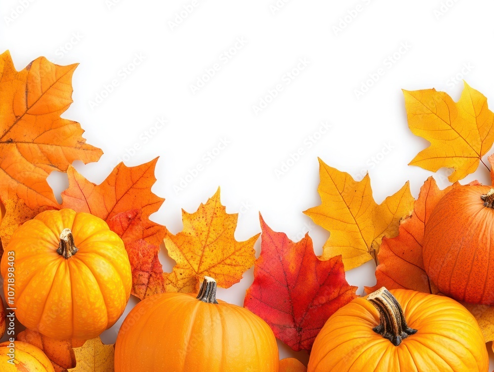 Rustic Autumn Decor with Pumpkins and Leaves Rustic Autumn Decor with Pumpkins and Leaves