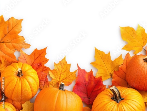 Rustic Autumn  Decor with Pumpkins and Leaves