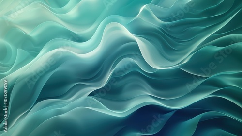 Wallpaper Mural A serene abstract design featuring flowing waves in soothing shades of blue and green. Torontodigital.ca