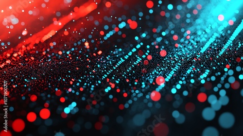 Wallpaper Mural A vibrant abstract representation featuring colorful particles and streaks of light in red and blue against a dark backdrop. Torontodigital.ca