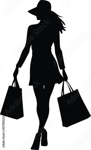 a modern shopping woman are walking with holding shopping bags on her hands