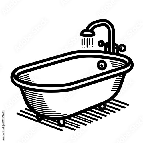 Simple Vector Icon of a bathtub – Logo Design Illustration