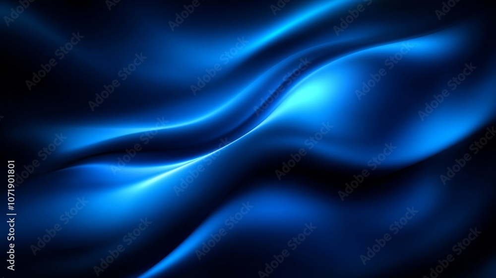Obraz premium Elegant Navy Blue Silk Satin Fabric Abstract Background With 3D Wave Bright Blue Design Space for Christmas, Birthday, Anniversary