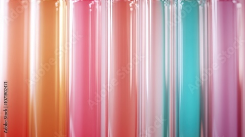 The image showcases an array of neon-hued test tubes illuminated with gradient lighting, highlighting the blend of scientific exploration and artistic expression. photo