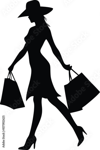 a modern shopping woman are walking with holding shopping bags on her hands