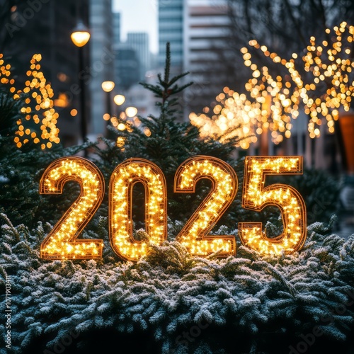 Illuminated "2025" Sign Ami...
