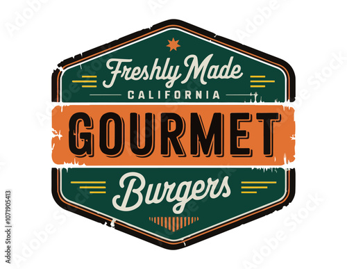 Freshly Made California Gourmet Burgers Vintage Logo
