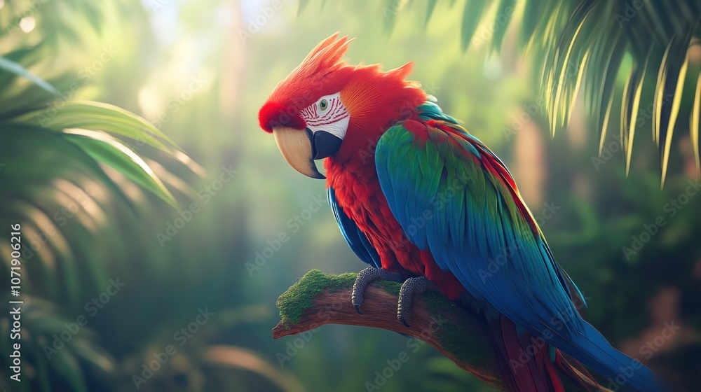 Obraz premium Vibrant Macaw Parrot Perched on Branch