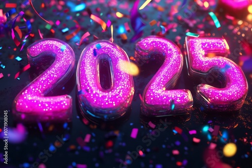 Glittery Pink 2025 New Year...