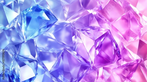 Colorful gems in shades of blue and pink create a vibrant, sparkling background full of geometric beauty.