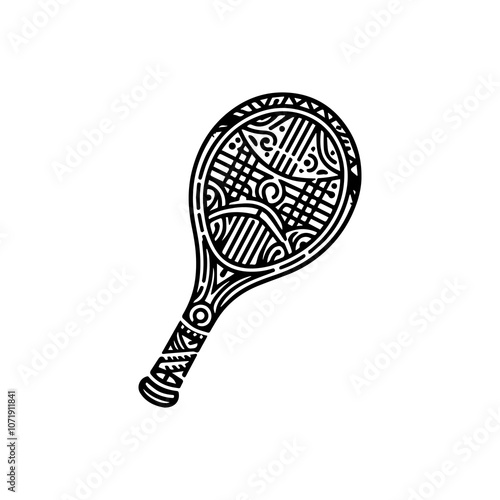 Simple Vector Icon of a Tennis Racket – Logo Design Illustration