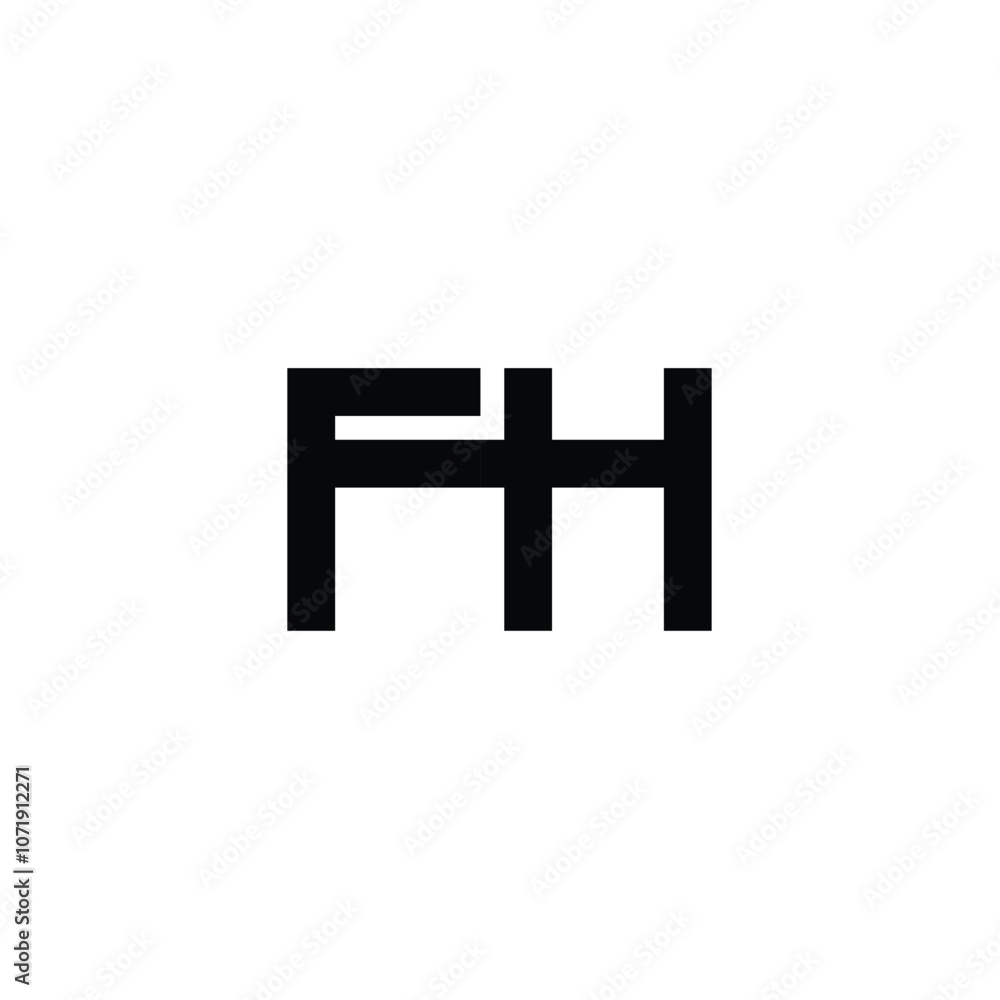 Obraz premium FH monogram logo design letter text name symbol monochrome logotype alphabet character simple logo