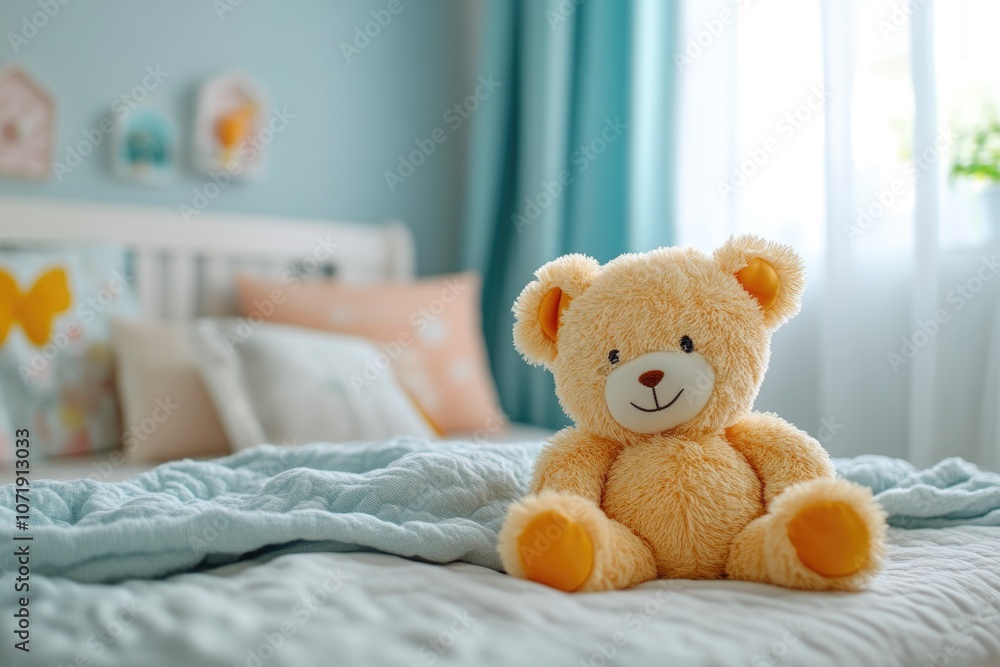 Neutral Toned Baby Crib with Soft Toy Accents Neutral Toned Baby Crib with Soft Toy Accents