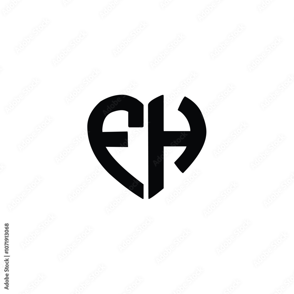 Obraz premium FH monogram logo design letter text name symbol monochrome logotype alphabet character simple logo