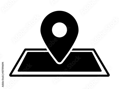 地図とマップピンのアイコン（シルエット）
