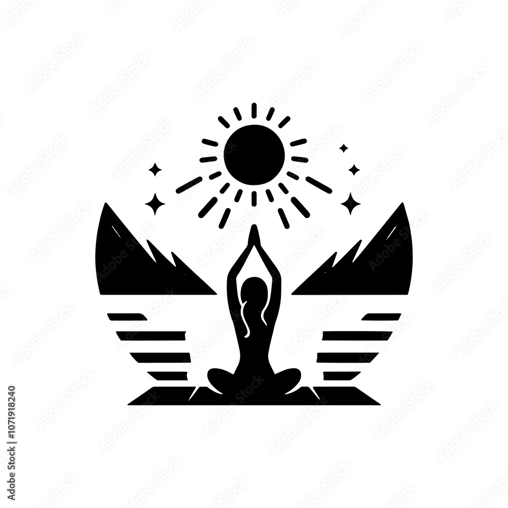 Fototapeta premium Simple Vector Icon of a yoga Morning Ritual – Logo Design Illustration