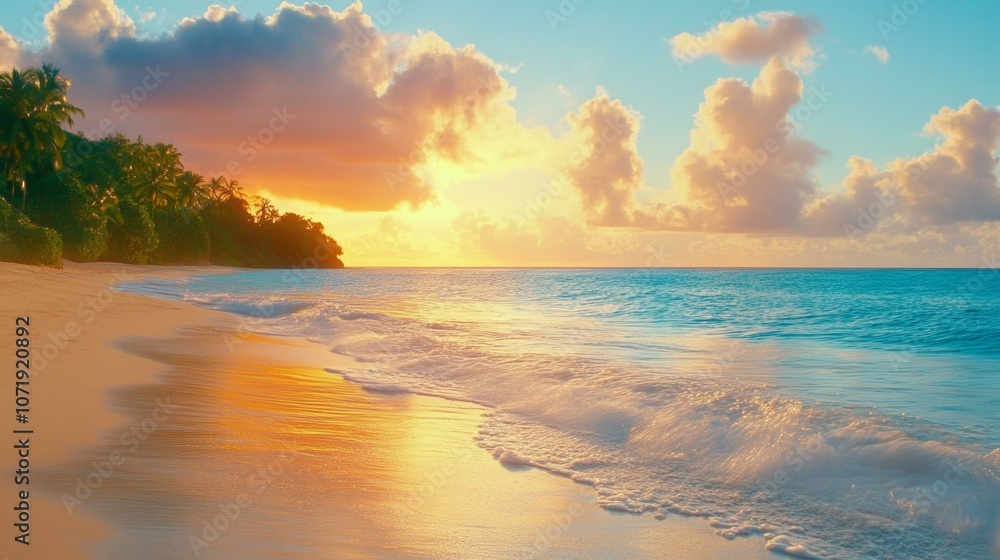 Fototapeta premium Sunset on a tropical beach