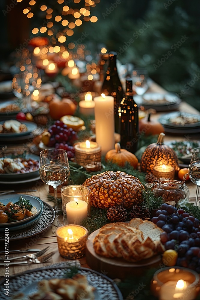 cozy close-up of a Thanksgiving dinner table, featuring warm candlelight, colorful gourds, and a woven tablecloth mobile wallpaper background cozy close-up of a Thanksgiving dinner table, featuring warm candlelight, colorful gourds, and a woven tablecloth mobile wallpaper background