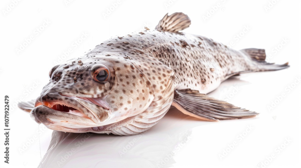 Naklejka premium Fresh Fish on White Background: A Close-Up View of a Delicious Seafood